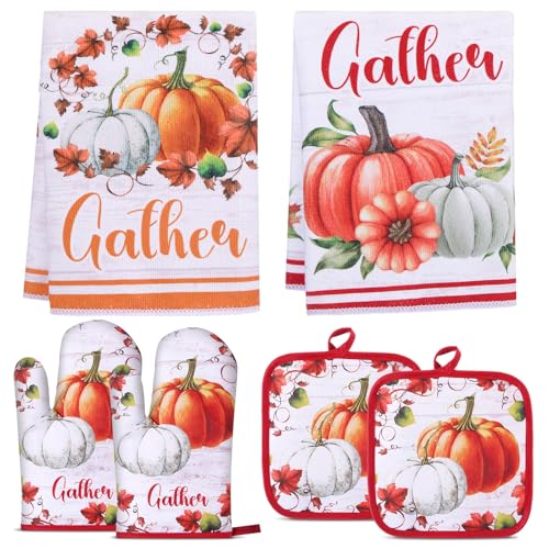 HunnmingRe 6-teiliges Küchenzubehör-Set, einschließlich Kürbis-Geschirrtücher, Ofenhandschuhe, Topflappen, Ernte, Ahornblatt, Backgeschenke für Herbst, Erntedankfest, Heimkochen HunnmingRe 6-teiliges Küchenzubehör-Set, einschließlich Kürbis-Geschirrtücher, Ofenhandschuhe, Topflappen, Ernte, Ahornblatt, Backgeschenke für Herbst, Erntedankfest, Heimkochen von HunnmingRe