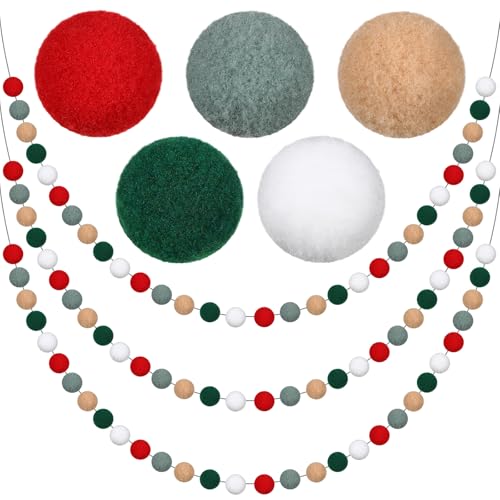 HunnmingRe Weihnachts-Pom-Pom-Girlande, Weihnachts-Filzkugel-Dekorationen für Baum, Innenbereich, Zuhause, Zimmer, niedliches Hängeornament, Perlenschnur, Banner, Weihnachtsdekoration HunnmingRe Weihnachts-Pom-Pom-Girlande, Weihnachts-Filzkugel-Dekorationen für Baum, Innenbereich, Zuhause, Zimmer, niedliches Hängeornament, Perlenschnur, Banner, Weihnachtsdekoration von HunnmingRe