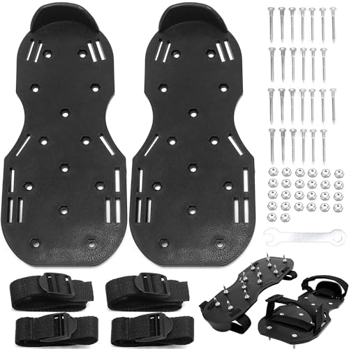 Rasenbelüfter Schuhe, Rasenbelüfter Sandalen, Nagelschuhe Profi, Vertikulierer Rasenlüfter Schuhe, mit Spikes, Verstellbaren Riemen, Rasen Nagelschuhe, für Estrichschuhe, Epoxidböden, Rasen, Schwarze von Hunphy