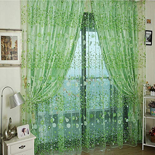 Hunpta @ Voile Gardinen Vorhang mit Kräuselband Gänseblümchen Blume Motiv Transparent Tüll Fenster Vorhang Wohnzimmer Schlafzimmer Kinderzimmer Deko, 100x200cm, 1 Stück von Hunpta @