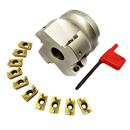 HunrichoFrontfräser, 63 mm, BAP400R 63-22-4T mit 10 Stück APMT1604PDER DP Schaftfräser-Fräser-Einsätze (BAP400R 63-22-4T+APMT1604PDER-DP DP010) von Hunricho