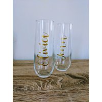 Personalisierte Champagnergläser - Champagnerflöten Benutzerdefinierte Weinglas Ohne Stiel Monogrammglas Für Hochzeiten Monogrammgläser von HunterKouture