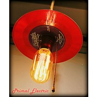 Rock & Roll Pendant Lamp Mit Vintage 45 Und Periode Bakelit-Sockel von HunterdonHLCC