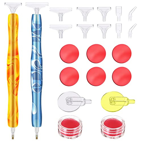 Huoberr Diamond Painting Zubehör, DIY 5D Diamond Painting Stift with 6 Pieces Glue Clay, 12 Replacement Pen Heads for Diamond Painting von Huoberr