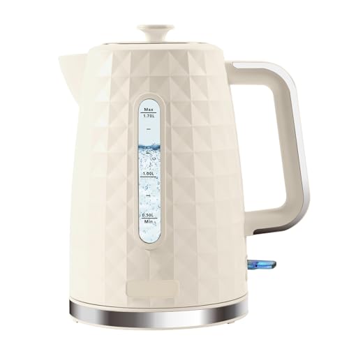 1.7L Wasserkocher, Schnellkochender 1850W Heißwasserkessel, Elektrischer Teekocher für kochendes Wasser Auto Shut Off Kochen Trockenschutz,Elektrischer Wasserkocher für Kaffeetee,Beige 1.7L Wasserkocher, Schnellkochender 1850W Heißwasserkessel, Elektrischer Teekocher für kochendes Wasser Auto Shut Off Kochen Trockenschutz,Elektrischer Wasserkocher für Kaffeetee,Beige von Huogary