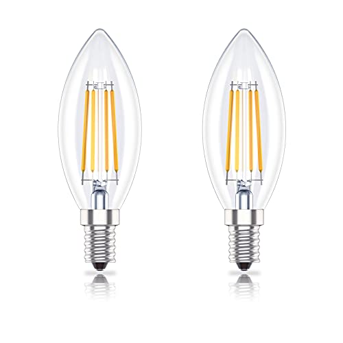 Huoqilin E14 LED Lampe,Kerzenform,Dimmbar, 4W (ersetzt 40W), Glühbirne Klar,Warmweiss 2700K, 2er-Pack von Huoqilin