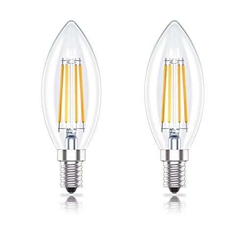 Huoqilin E14 LED Lampe,Kerzenform,Dimmbar, 4W (ersetzt 40W), Glühbirne Klar,Warmweiss 2700K, 2er-Pack von Huoqilin