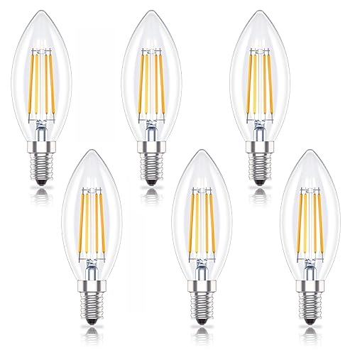 Huoqilin E14 LED Dimmbar Lampe,Kerzenform,4W ersetzt 40W Glühbirne,Warmweiss 2700K,6er-Pack von Huoqilin