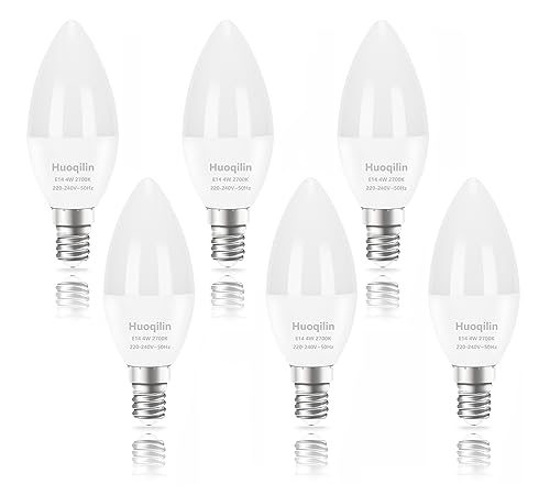 Huoqilin E14 LED Leuchtmittel,4W entspricht 40W Glühbirne,Warmweiß, Kerze LED Lampe für Kronleuchter, 6 Stück von Huoqilin