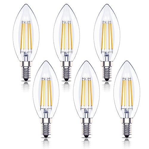 Huoqilin E14 Led Warmweiss Lampe,Kerzenform birne,Warmweiß(2700K), 4W Ersetzt 40W GlüHbirne,400lm, 6er-Pack von Huoqilin