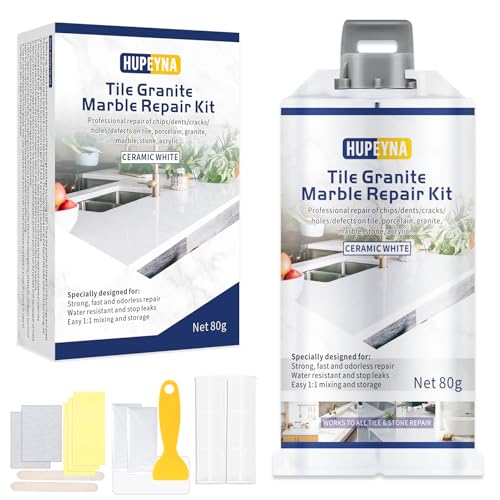 Badewannen Reparaturset Weiß, Hupeyna Fliesenreparaturset Weiß-Emaille Reparatur Set für Porzellan Email Keramik Duschwannen Waschbecken Reparaturset Keramik Reparatur Set-Marmor Reparaturset Acryl von Hupeyna