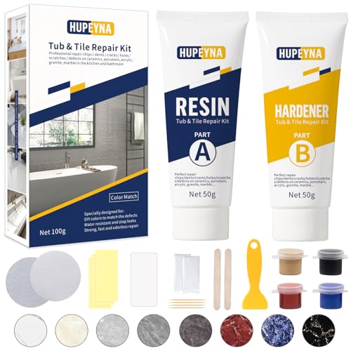Fliesenreparaturset Weiß, Badewannen Reparaturset Acryl, Wasserdichtes Emaille Reparatur Set für Kratzer Löcher Risse Waschbecken Reparaturset Keramik Reparatur Set-Bietet Mehr Farboptionen von Hupeyna
