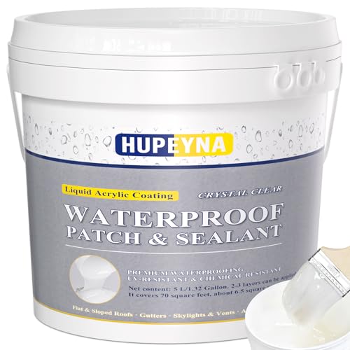 Transparenter Wasserdichter Beschichtungsmittel, Hupeyna Leck Wasserdichter Wasserdichtes Beschichtungsmittel, Universalabdichtung Waterproof Flüssigkunststoff für Innen und Außen Water Stop 5 KG von Hupeyna