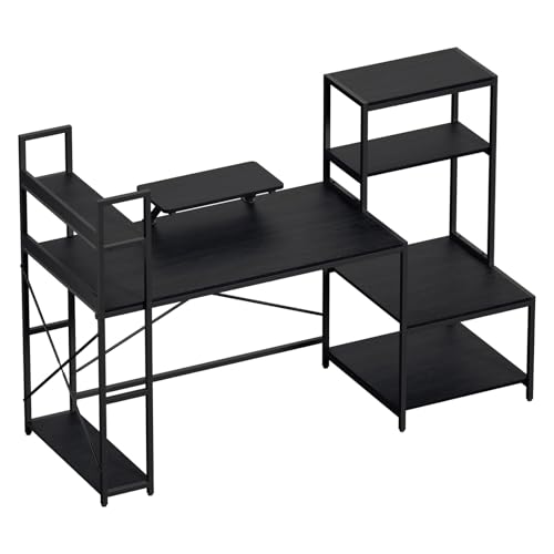 Huracan Schreibtische Computertisch mit Regale, Schreibtisch Großer mit Stauraum, Bürotisch PC Ecktisch Holz mit Monitorhalter, Computer-Eckschreibtisch, Gaming-Tisch, Arbeitszimmer, Bürotisch Huracan Schreibtische Computertisch mit Regale, Schreibtisch Großer mit Stauraum, Bürotisch PC Ecktisch Holz mit Monitorhalter, Computer-Eckschreibtisch, Gaming-Tisch, Arbeitszimmer, Bürotisch von Huracan