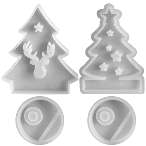 3PCS -Harzkerzenhalterform für Teelicht -Weihnachtsbaumharzformen umfasst 2 Baumform und 1 Basis DIY Easy Release Silikonformen 3PCS -Harzkerzenhalterform für Teelicht -Weihnachtsbaumharzformen umfasst 2 Baumform und 1 Basis DIY Easy Release Silikonformen von Huraoerrrr