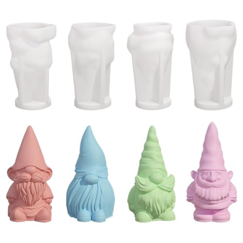 4pcs 3D Gnom-förmige Weihnachtskerze-Formen 4 Stil, DIY Nicht-Stick einfach Release Silikonform für Kerzenseife Handwerk von Huraoerrrr