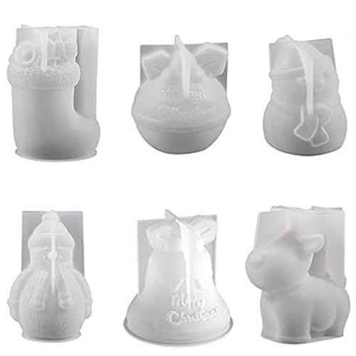 6pcs Weihnachtskerzenformen weiß leicht veröffentlichte 3D-Weihnachtsiegel-Silikonformen Weihnachtsmann, Hirschform-Kerzenform für DIY-Handwerksanmeldung, Harz, Harz 6pcs Weihnachtskerzenformen weiß leicht veröffentlichte 3D-Weihnachtsiegel-Silikonformen Weihnachtsmann, Hirschform-Kerzenform für DIY-Handwerksanmeldung, Harz, Harz von Huraoerrrr