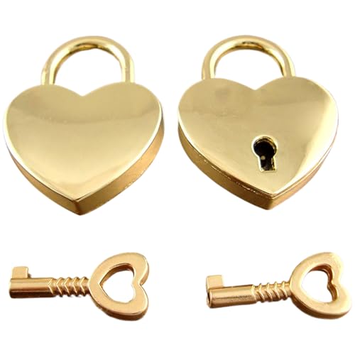 Herzschloss, 2pcs Metall -Vorhängeschloss mit Schlüssel, süßes goldenes Herzschloss, Mini -Schlösser mit Schlüssel für Handtasche, Schmuckschachtel, Aufbewahrungsbox, Tagebuchbuch Herzschloss, 2pcs Metall -Vorhängeschloss mit Schlüssel, süßes goldenes Herzschloss, Mini -Schlösser mit Schlüssel für Handtasche, Schmuckschachtel, Aufbewahrungsbox, Tagebuchbuch von Huraoerrrr