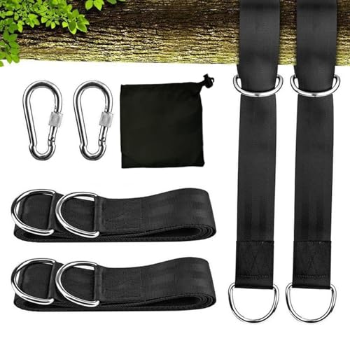 Huraoerrrr 2 PCs robuste Polyester -Hängematte 39, 4x2inch, abschließbare Schwungstreifen für Baumzweige, erwachsenes Kind Schwarz von Huraoerrrr