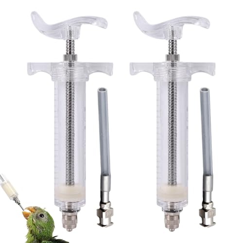 Huraoerrrr 2pcs Babyvogel -Fütterungsspritze 50 ml mit gekrümmten Röhrchen für Haustierpapagei Futtermilch oder Medizin von Huraoerrrr