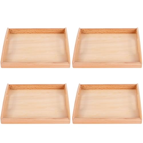 Huraoerrrr 4PCS Montessori Tabletts, Natural Safe Lern -Perlenhalter mit Griff für frühes Unterrichten, Kinderspielzeugspeicher von Huraoerrrr