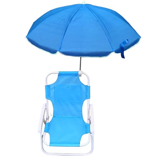 Huraoerrrr Kids Beach Stuhl mit Regenschirm, Faltbarer und Abnehmbarer Außenstuhl mit Baldachin, tragbarer Himmelblau für Outdoor von Huraoerrrr