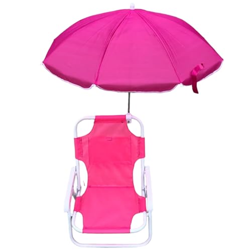 Kids Beach Stuhl mit Regenschirm, Faltbarer und Abnehmbarer Außenstuhl mit Baldachin, tragbar für Outdoor, Rosy von Huraoerrrr