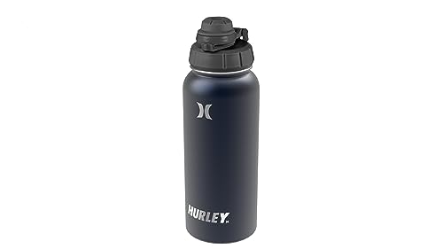 Hurley Isolierte Wasserflasche - 32oz Edelstahl Wasserflasche Reise Wasserflasche für Sport & Outdoor-Aktivitäten für kalte & heiße Getränke, inklusive Flip Open Strohhalm Deckel - Solid Pearl Blue von Hurley