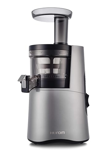 HUROM | Slow Juicer | Entsafter für Kaltes Pressen | H-AA | Eismaschine | Leises System | Halbtransparenter Trichter | 500ml | 150 Watt | BPA-Frei | Dunkelsilber von Hurom