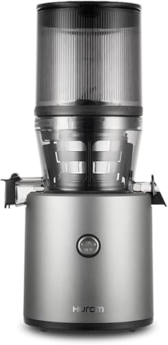 HUROM | Slow Juicer | Entsafter Gemüse und Obst | H320N | Elektrische Kaltpresse | Ruhiger Motor | Leicht zu Reinigen | mit Großem Behälter und Siebfilter | 2l | 200 Watt | BPA Frei | Titangrau von Hurom