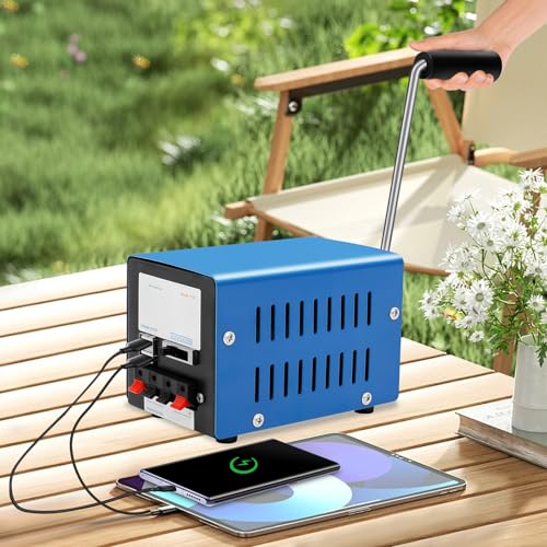 Handkurbel Generator,Tragbarer Generator, Permanentmagnetgenerator für Outdoor Camping Wandern Notfall, Outdoor Camping Manuelle Stromversorgung Notfallkommunikation Tourismus Notfallstromversorgung von Hurrylying