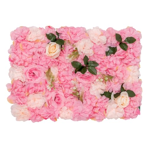 Hurrylying Blumen Wandpaneel, 20 StüCk KüNstliche Blumenkulisse,Kunstblumenwand Seide Party Deko Wanddeko,Familie Hochzeits DIY Blumendekoration Pflegeleicht Langlebig Dunkelrosa 60 * 40 von Hurrylying