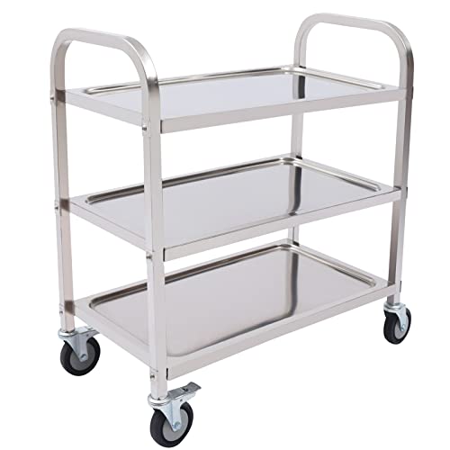 Hurrylying Royal Catering Servierwagen Küchenwagen Edelstahl Servierhilfe 3 Borde 4 mit Rollen und Feststellbremsen Räde 75×40×83.5cm Service Wagen Catering Geschirrwagen Hurrylying Royal Catering Servierwagen Küchenwagen Edelstahl Servierhilfe 3 Borde 4 mit Rollen und Feststellbremsen Räde 75×40×83.5cm Service Wagen Catering Geschirrwagen von Hurrylying