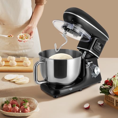 KüChenmaschine, Knetmaschine, 1500 W Standmixer,mit 6.15 L EdelstahlschüSsel,Brot Teig Sahne, Timer LCD Display, Rutschfest, Kompakt, Kleine KüChe Wohnung Backfreunde Schwarz KüChenmaschine, Knetmaschine, 1500 W Standmixer,mit 6.15 L EdelstahlschüSsel,Brot Teig Sahne, Timer LCD Display, Rutschfest, Kompakt, Kleine KüChe Wohnung Backfreunde Schwarz von Hurrylying