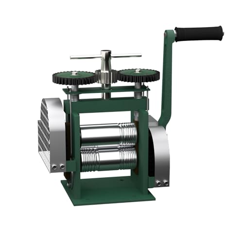 WalzmüHle Maschine Rollen Metalldraht Flach Schmuck Verstellbare Druckdicke,T-FöRmiger Griff,Hartmetalle Wie Gold, Silber, Kupfer, Aluminium für Die Schmuckindustrie,GrüN,Drei in Einem von Hurrylying