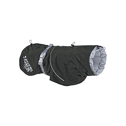 Hurtta Monsoon Hunderegenmantel, Wasserdicht Regenjacke für Hunde mit Reflektoren, Schwarz 45 cm von Hurtta