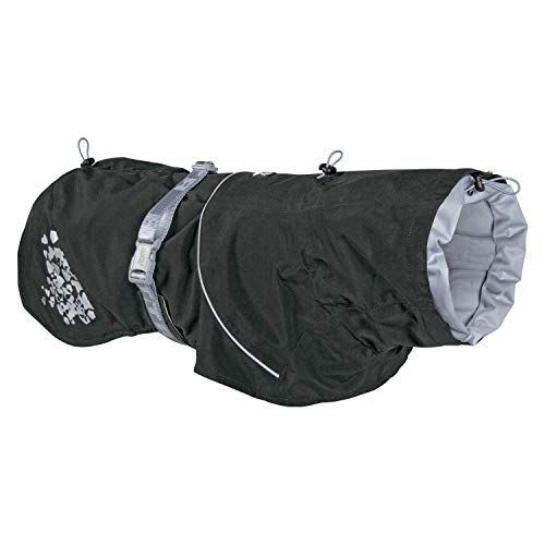 Hurtta Monsoon Hunderegenmantel, Wasserdicht Regenjacke für Hunde mit Reflektoren, Blackberry Schwarz 55 cm von Hurtta