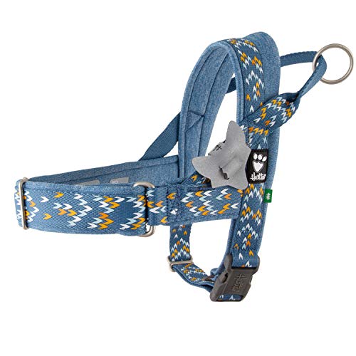 Hurtta Razzle-Dazzle H-Geschirr für Hunde, Gepolstert, 100% recyceltes Polyester, Blau 45-55 cm von Hurtta