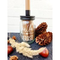 Hallo Herbst - Kerzenglas Kerze Im Glas Dekokerze Kerzenständer- Herbstdeko Hallo Herbst - Kerzenglas Kerze Im Glas Dekokerze Kerzenständer- Herbstdeko von HusNr8