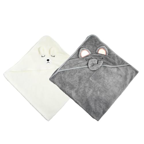 2er Set Baby Handtuch und Badetuch, 80x80 cm Handtuch Baby, Multifunktionale Kuscheldecke, ideal Set für Neugeborene und Kleinkinder von Husalsea