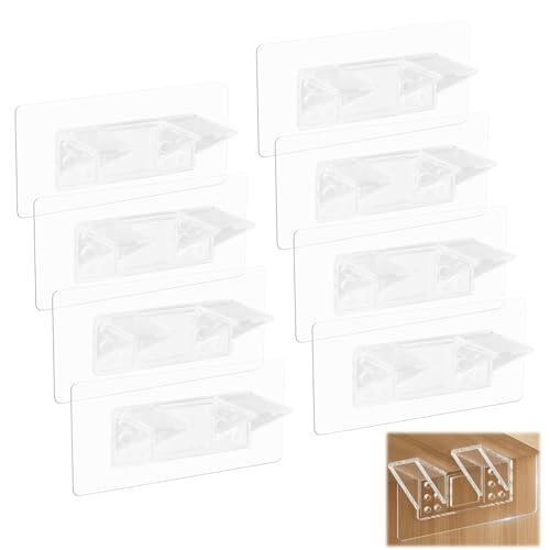 8 Stück Klebehaken Transparent, Klebehaken Extra Stark, Regalbodenträger Selbstklebend, Klebehalterung von Husalsea
