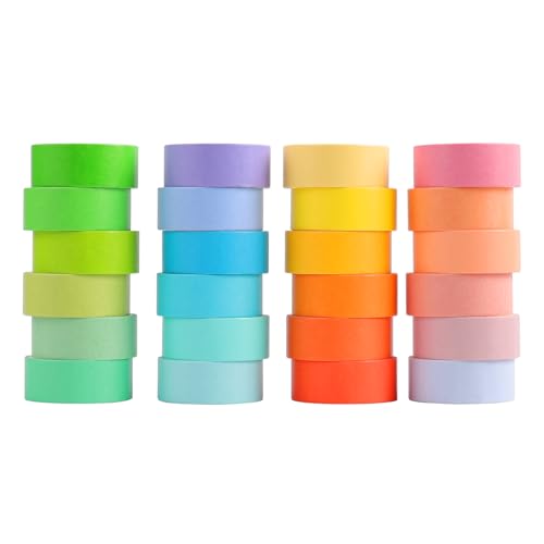 Husalsea 24 Rollen Washi Tape Set, Einfarbig Masking Tape, DIY Buntes Klebeband, Beschreibbar Klebeband Bunt, Washitape 2 m×15 mm von Husalsea