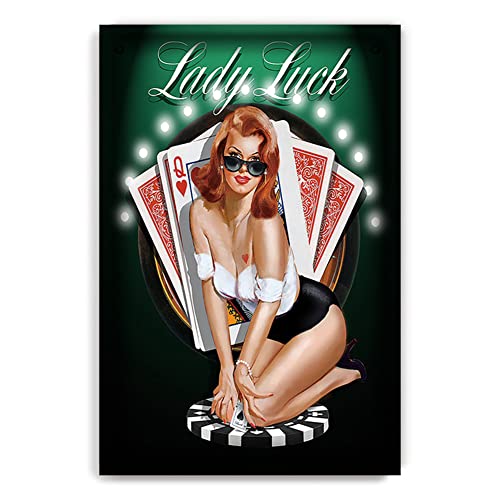 Retro-Blechschild, Metall-Poster, Vintage-Wanddekoration, Las Vegas Nevada, Spielkarten für Kneipen, Restaurants, Cafés, Clubs, Plakette, Männerhöhle, Wand, 20,3 x 30,5 cm von Husienzn