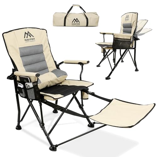 Campingstuhl mit Fußstütze, zusammenklappbar, 180 kg, 160 Grad verstellbare Rückenlehne, Campingstuhl mit Lendenkissen, Strandstühle für Erwachsene Campingstuhl mit Fußstütze, zusammenklappbar, 180 kg, 160 Grad verstellbare Rückenlehne, Campingstuhl mit Lendenkissen, Strandstühle für Erwachsene von Huskfirm