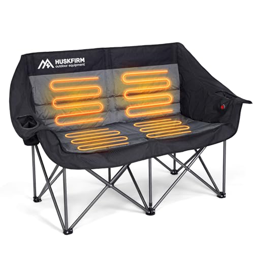 Huskfirm Beheizter Doppel-Campingstuhl, beheizter Campingstuhl mit 3 einstellbaren Temperaturen und 4 Heizzonen, tragbarer beheizter Stühle, Outdoor-Sport, unterstützt 295 kg (Batterie nicht im Huskfirm Beheizter Doppel-Campingstuhl, beheizter Campingstuhl mit 3 einstellbaren Temperaturen und 4 Heizzonen, tragbarer beheizter Stühle, Outdoor-Sport, unterstützt 295 kg (Batterie nicht im von Huskfirm