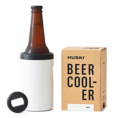 Huski Bierkühler 2.0 | NEU | Premium Dosen- und Flaschenhalter | Dreifach isolierter Edelstahl in Marinequalität | Abnehmbarer 3-in-1-Öffner | Kann als Becher verwendet werden (Weiß) von Huski