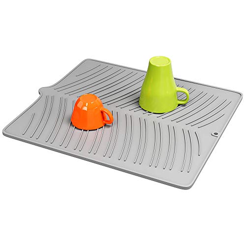 Silikon-Abtropfmatte für Geschirr 40x36 cm - Große Geschirrabtropfmatte zum Trocknen von Geschirr und Gläsern - Umweltfreundlich und Hitzebeständig von Huskl