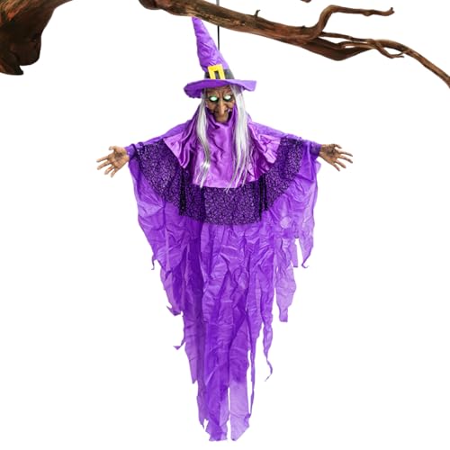 Husoiuy Halloween-Hexe Zum Aufhängen, Animierte Sprechende Hexen, Geräuschaktivierte Leuchtende Augen Gruseldekoration Für Feier Garten Vorfahrt Terrasse Fest Spukhaus Husoiuy Halloween-Hexe Zum Aufhängen, Animierte Sprechende Hexen, Geräuschaktivierte Leuchtende Augen Gruseldekoration Für Feier Garten Vorfahrt Terrasse Fest Spukhaus von Husoiuy