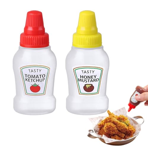 Husoiuy Kleine Salatdressing-Flaschen | MiniQuetschflaschen | Wiederverwendbar Plastik Squeeze Flasche | Tragbarer Quetschflasche Mit Kappen - Klein Tomaten Ketchup Flasche Für BBQ, Dressing von Husoiuy