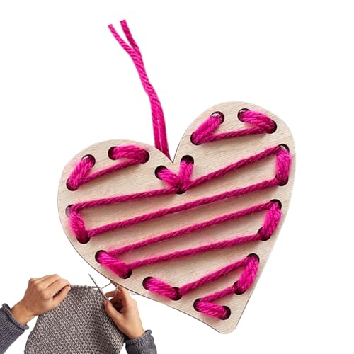 Husoiuy Korbboden Aus Holz | Herzförmige Web-Strickbasis | Häkelmuster Für Herzen | Strickmuster Zum Valentinstag - Strickmuster Für Anfänger von Husoiuy